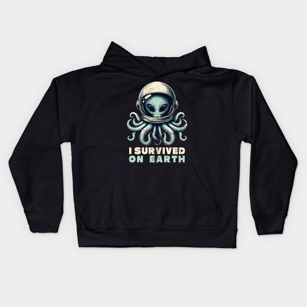 I Survived On Earth Kids Hoodie by Deorbitee